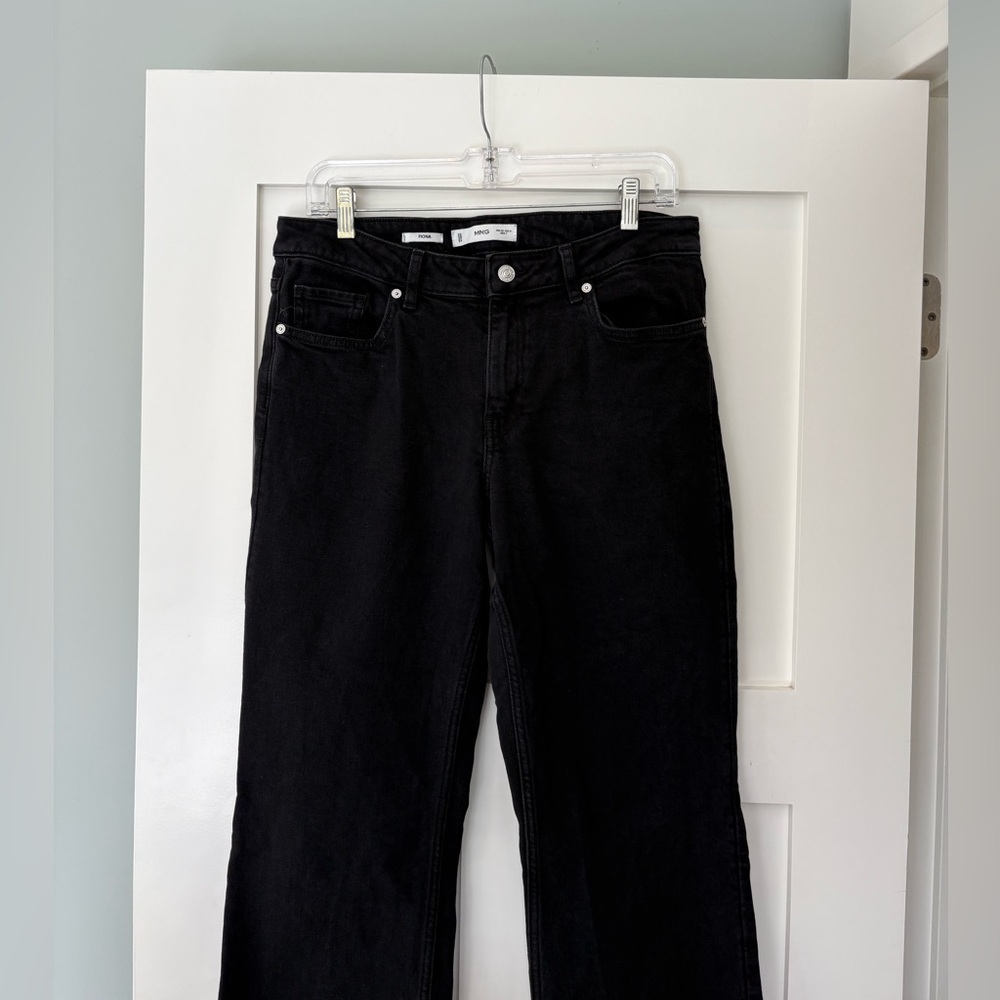 Mango Fiona Flared Mid Rise Jeans Black Sz 8 - Picture 5 of 8